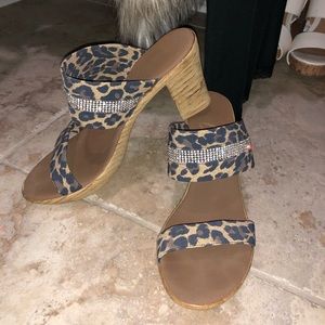 Onex Hand Made Animal Print Bling Heels Sz 6